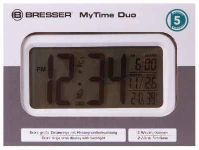  Часы настольные Bresser MyTime Duo LCD, белые в интернет-магазине Левенгук от производителя.