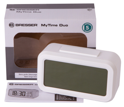  Часы настольные Bresser MyTime Duo LCD, белые в интернет-магазине Левенгук от производителя.